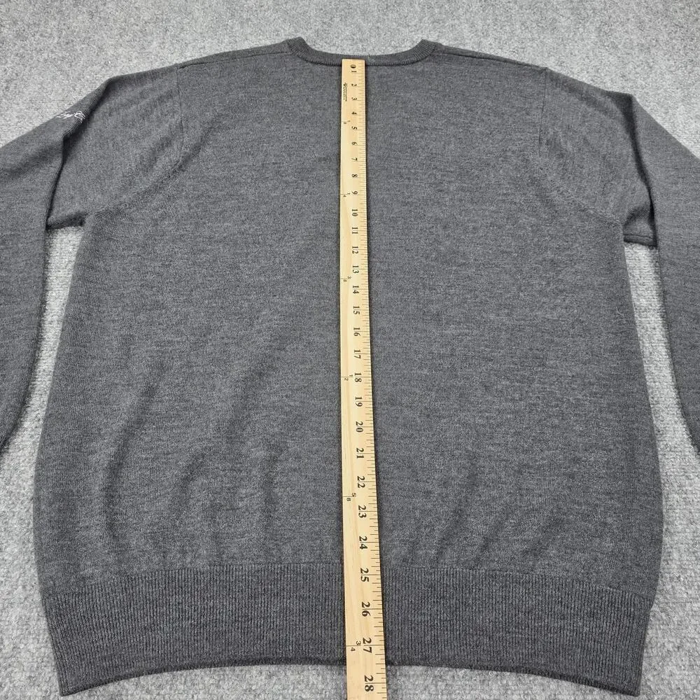 Turtleson Sweater Mens XL Gray V Neck Merino Wool Long Cove Club Golf Pullover